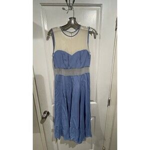 Reformation Blue Sheer Mesh Fit & Flare Dress Sleeveless Lightweight Size S/XS